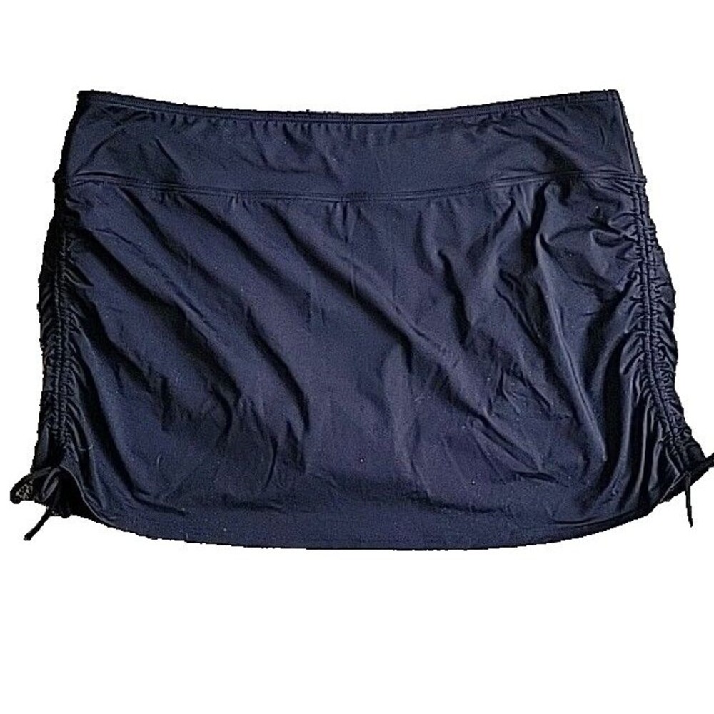 Women's 18W Black Swim Skirt Solid attached bottoms adjustable Lands' End S1136